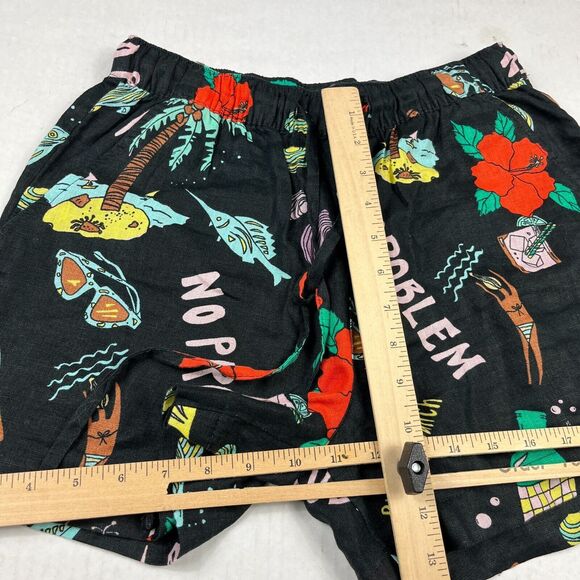 Nicole Miller Linen Shorts No Problem Jamaica Vacation Summer Drawstring Waist S - Picture 7 of 11